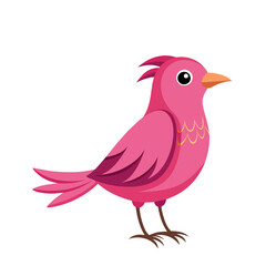 Obraz premium cute funny pink bird art drawn on white