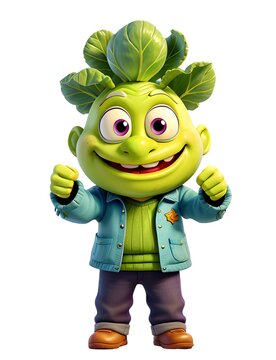 recommend clip art: Happy Cabbage character gives thumbs up using both hands, funny cartoon cabbage character showing thumbs up with white background