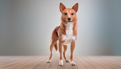 Portrait of a dog standing attentive and looking at the camera