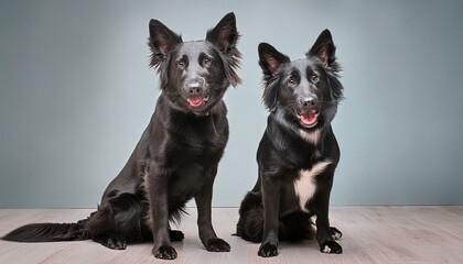 Studio-like portrait of two dogs looking at the camera