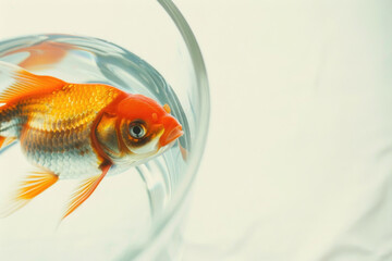 Goldfish swimming, clear bowl