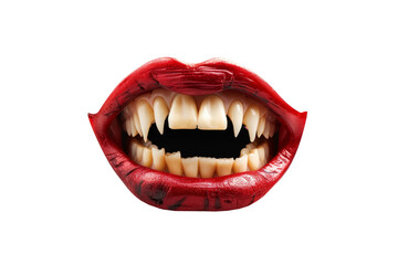Fototapeta premium Halloween vampire dracula mouth with sharp teeth and red lips