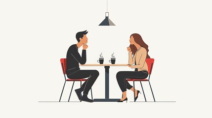  Graphic illustration design of man and woman together dating.