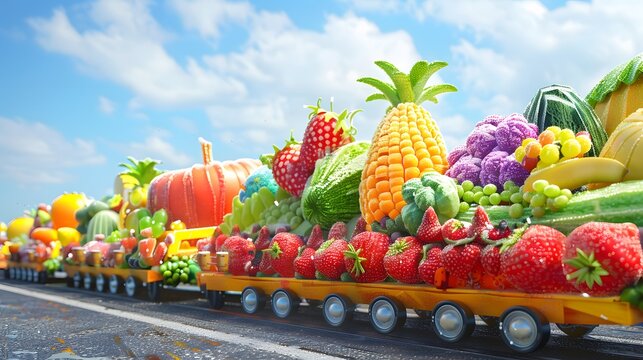 a colorful parade celebrating vitamins and minerals