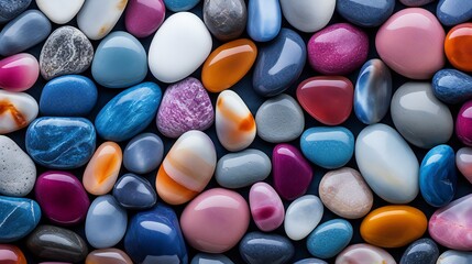 Fototapeta na wymiar trendy, vibrant, little sea stone backdrop with pebbles. Abstract multicolored beach nature pattern