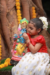 Girl with Kerala festive costume