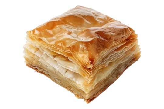 Phyllo dough dessert isolated on transparent background