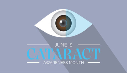Cataract Awareness Month every year in June. Template for background, banner, card, poster with text inscription.