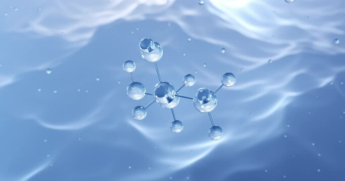 Propylene glycol rotating molecular structure, 3d model of molecule, food additive e1520, looped video