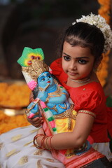 Girl with Kerala festive costume