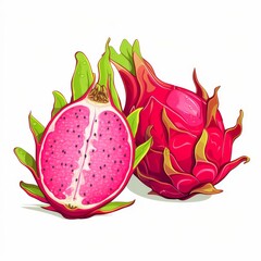 A red dragon fruit with a green stem