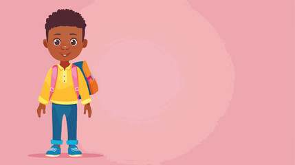 Little African-American boy with school backpack on