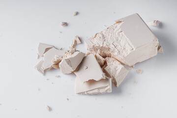 fresh live yeast on a white background