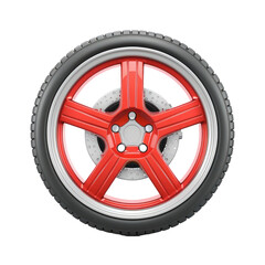 Car wheel icon 3D render isolated on white, transparent background PNG