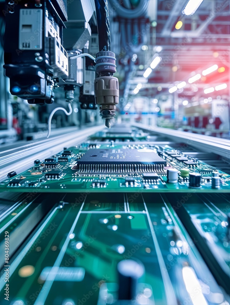 Leinwandbilder a machine in an electronics manufacturing workshop is soldering components onto a circuit board. gen