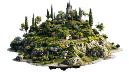 Fantasy world isolated on white background.