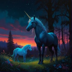 a unicorn with a blue background and the words unicorn on it