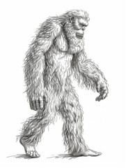 Artistic bigfoot line art drawing illustration sketch of a sasquatch
