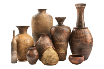 Pottery showcase isolated on transparent background