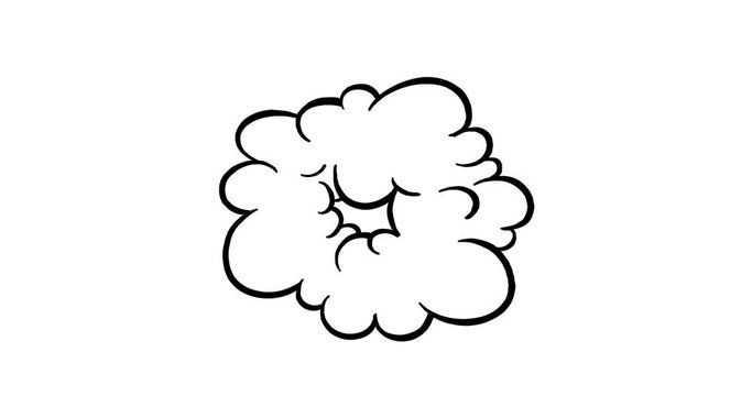 Bubble speed up cloud speech cartoon animation black on white drawing comic version.