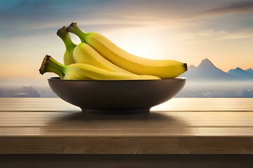 Bananas in a fruit bowl on a table