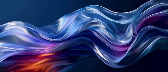 Obraz premium Abstract blue and silver background with flowing waves, creates an elegant design for corporate or technology