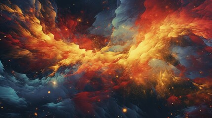 A vibrant abstract background swirls with red, yellow, and blue colors in a mesmerizing display.