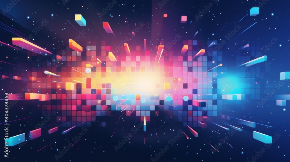 Poster vivid squares intertwine in a captivating abstract composition.