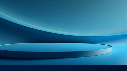 White round podium on blue background. 3D minimal style. Product display or presentation concept. Design for advertising, banner with copy space, and marketing materials.