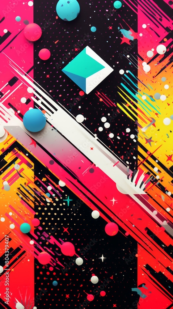 Poster burst of vibrant shapes and colors creating a captivating kaleidoscopic display.
