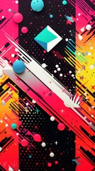 Burst of vibrant shapes and colors creating a captivating kaleidoscopic display.