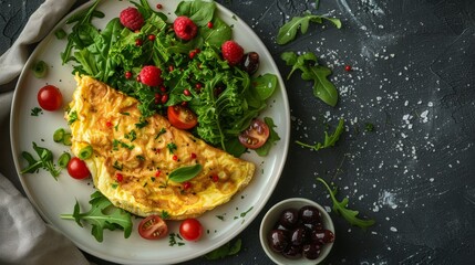 Colorful Omelette with Fresh Garden Salad