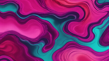Obraz premium Visuals of liquid magma in shades of vibrant magenta, tropical teal, and radiant coral, pulsating and pulsing against a plain background with subtle lighting ULTRA HD 8K
