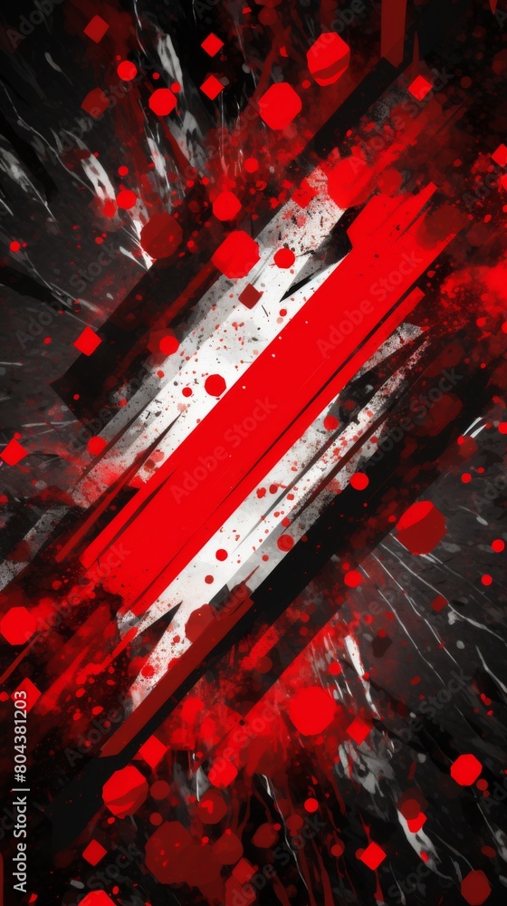 Poster red and black abstract background with swirling circles in a mesmerizing dance.