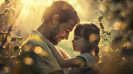 Dad and his daughter spending time together outdoors on Father's Day