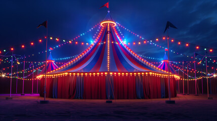 Circus tent with illuminations lights