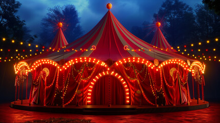 Circus tent with illuminations lights