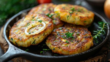 Crispy Vegetable Fritters in a Cast Iron Skillet