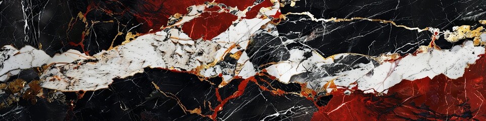 Fototapeta premium Dramatic Red Black White Marble Abstract Texture
