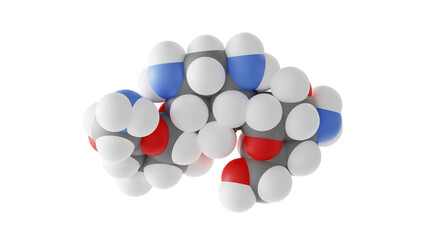 kanamycin a molecule, antibiotic, molecular structure, isolated 3d model van der Waals