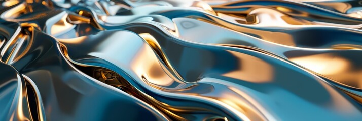Fototapeta premium Create a seamless, high-resolution texture of a blue and gold liquid surface with realistic lighting and reflections