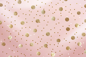 A festive background with a pattern of glittering gold polka dots on a soft pink base, adding sparkle and charm to any celebration.