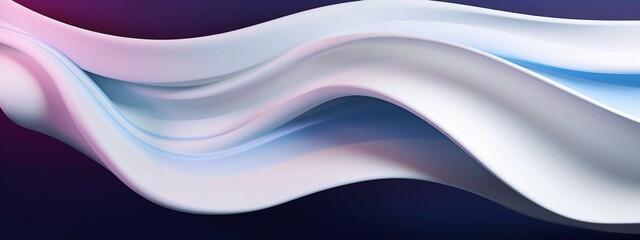 White 3D abstract waves with purple gradient background