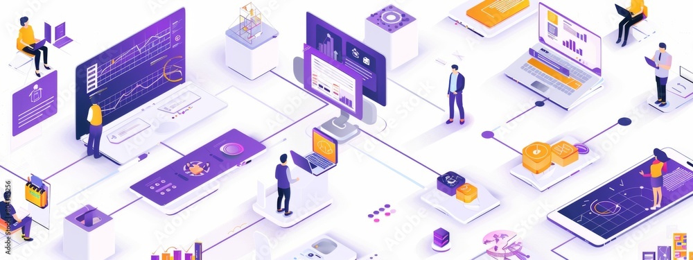 Poster illustration visual representations of data analytics and insights provided