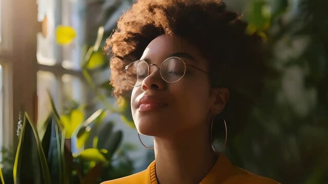 A person taking a moment to practice deep breathing exercises