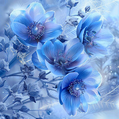 blue flowers soft textured background generated.Ai