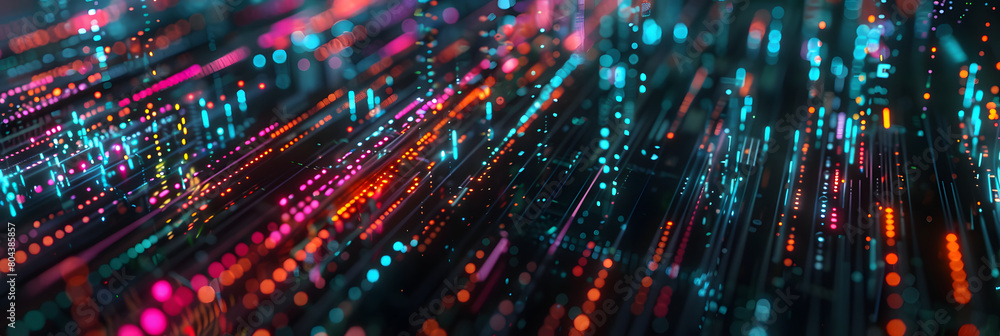 Poster smart city and abstract dot point connect with gradient line and aesthetic intricate wave line desig