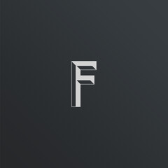 Logo design of F in monogram style, simple, luxury, flat design. Minimal awesome F letter trendy for professional logo design template on gray background.