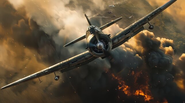 a world war II spitfire airplane flying in the sky