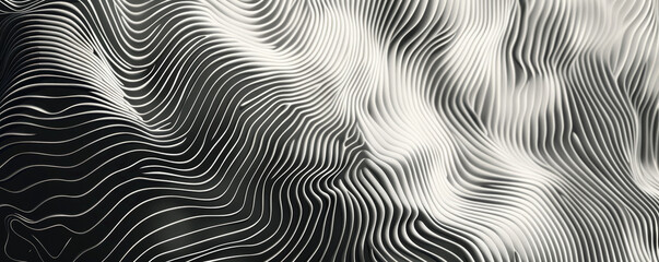 Black and white photo of a smooth, flowing surface with a wave-like pattern.